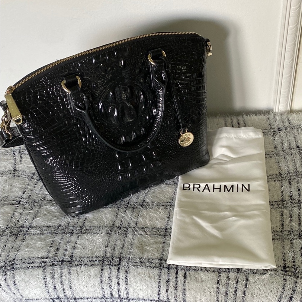 ❌SOLD❌Brahmin Black Embossed Leather Satchel